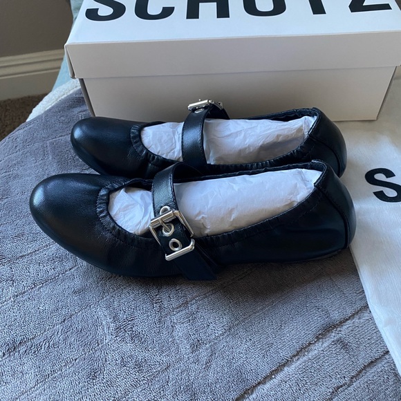 Schutz Calita Leather Mary Jane Ballerina Flats size 7.5 NEW IN BOX - Picture 4 of 7